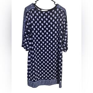 Michael Kors Blue Paisley Shift Dress 3/4 Sleeves Size XS